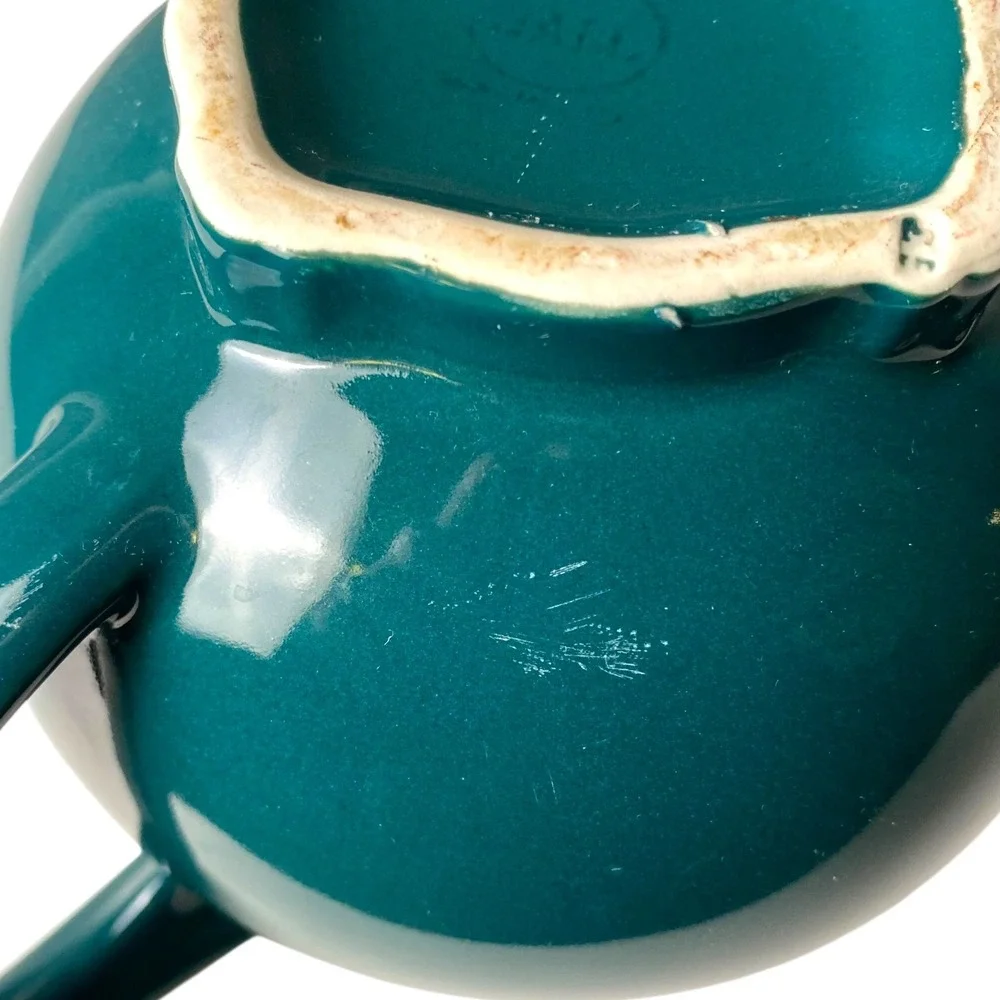 Vintage Hall China Teal Green Ceramic Teapot Base Only Made in‎ USA MCM Art Deco